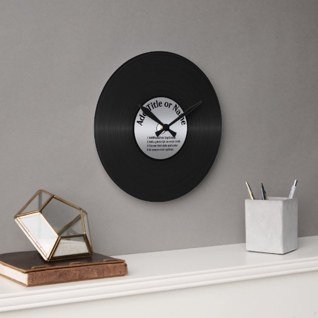 Vinyl-Look LP Record  Large Clock (Office)