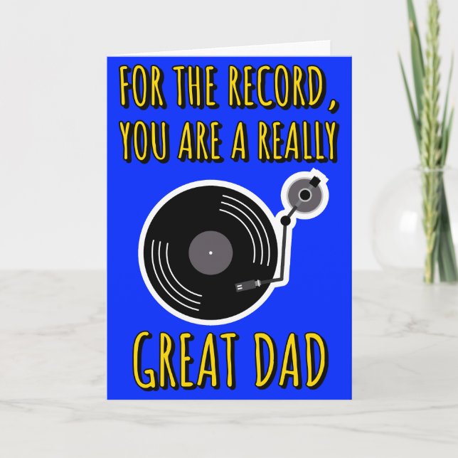 Vinyl Lover Record Blue Father's Day Card (Front)
