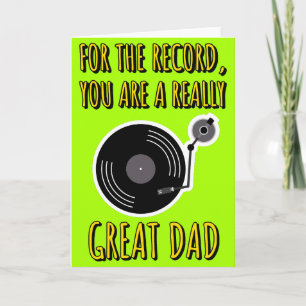 Vinyl Lover Record Green Father's Day Card