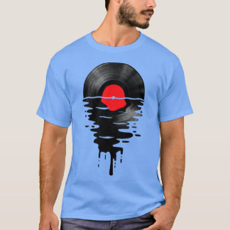 Vinyl LP Music Record Sunset Red Pin T-Shirt