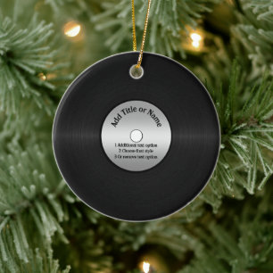 Vinyl LP Record Background Ceramic Tree Decoration