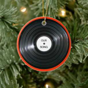 Vinyl LP Record Ceramic Tree Decoration