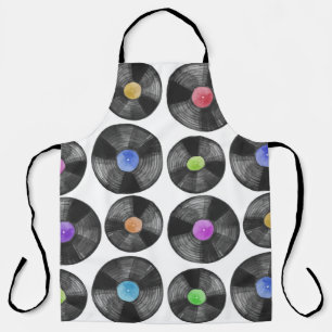 Vinyl LP Records Retro Illustration Apron