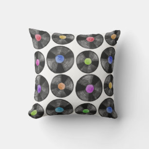 Vinyl LP Records Retro Illustration Cushion