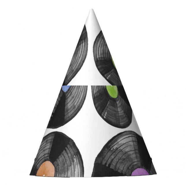 Vinyl LP Records Retro Illustration Party Hat (Front)