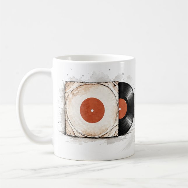 vinyl mug, coffee, tea, gift coffee mug (Left)