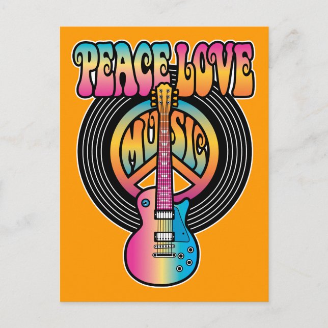 Vinyl Peace Love Music Postcard (Front)
