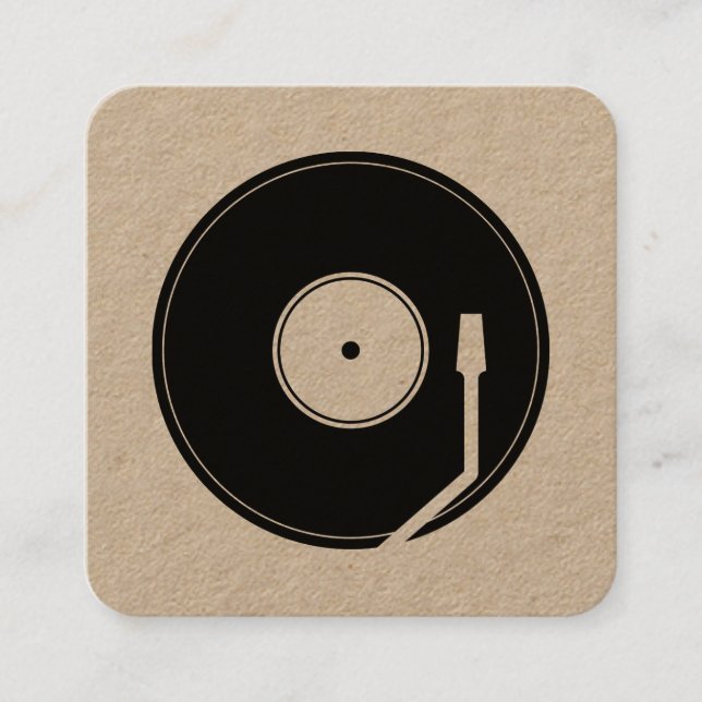 Vinyl play cover black square business card (Front)