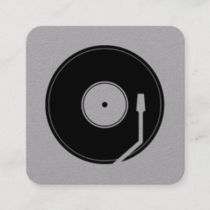 Vinyl play cover grey black square business card