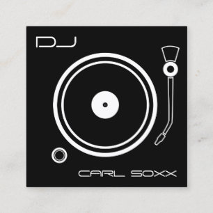 Vinyl player music inspiration black square business card