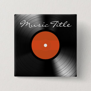 Vinyl Record 15 Cm Square Badge