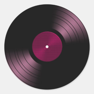 Vinyl Record Album in Pink Classic Round Sticker