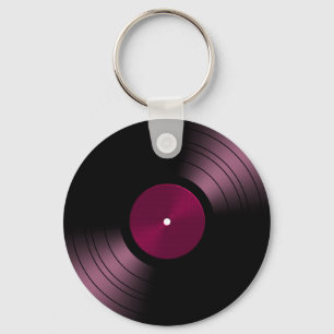 Vinyl Record Album in Pink Key Ring