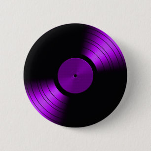 Vinyl Record Album in Purple 60s 70s 80s 6 Cm Round Badge