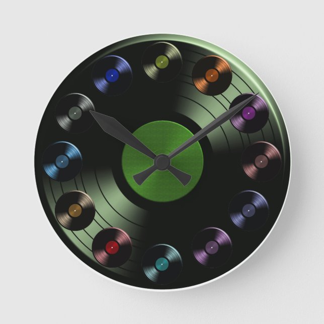 Vinyl Record Album Retro LP Boho Round Clock (Front)