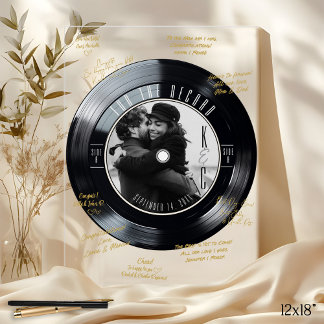 Vinyl Record Autograph Photo Wedding Guest Book Acrylic Sign