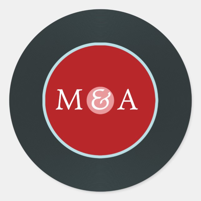 Vinyl Record Custom Wedding Classic Round Sticker (Front)