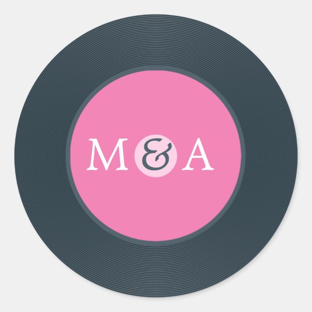 Vinyl Record Custom Wedding Classic Round Sticker (Front)