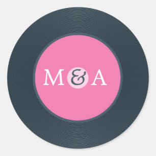 Vinyl Record Custom Wedding Classic Round Sticker
