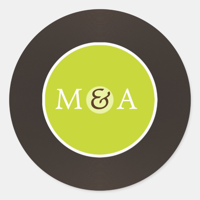 Vinyl Record Custom Wedding Classic Round Sticker (Front)