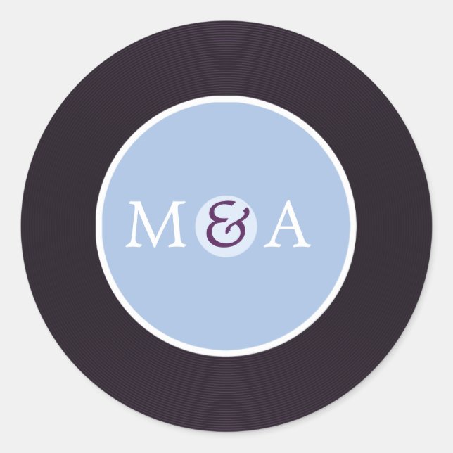 Vinyl Record Custom Wedding Classic Round Sticker (Front)