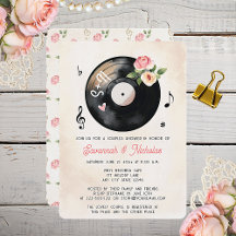 Vinyl Record Floral Watercolor Couples Shower