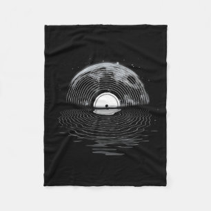Vinyl Record Full Moon Retro Vintage Vinyl Record Fleece Blanket