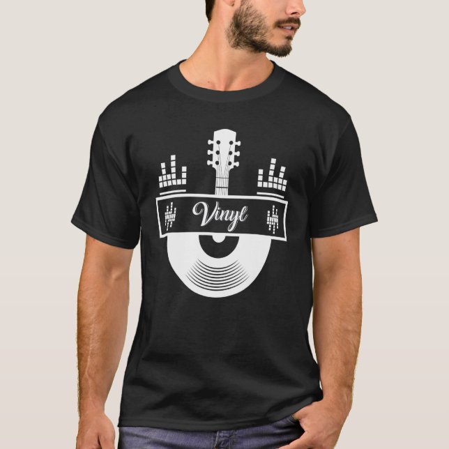Vinyl Record Guitar Music T-Shirt (Front)