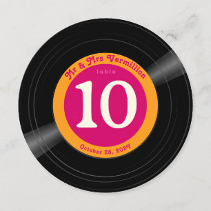 Vinyl Record Hot Pink and Gold Table Number