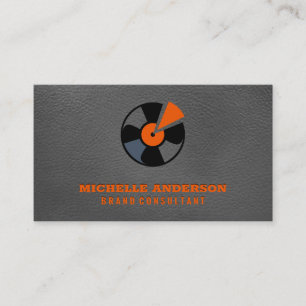 Vinyl Record   Leather Background Business Card