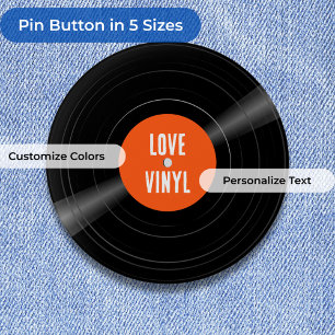 Vinyl Record LP Custom Colour and Text Pin Button