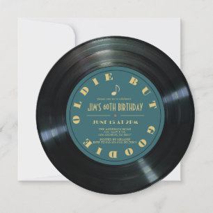 Vinyl Record Midnig Green 60th Birthday Invitation