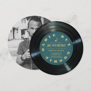 Vinyl Record Midnig Green Photo 60th Birthday Card