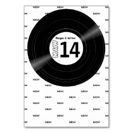 Vinyl Record Monogram Pattern White Table Number