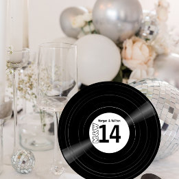Vinyl Record Monogram Photo Table Number - White