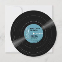 Vinyl Record Monogram Retro Blue Wedding