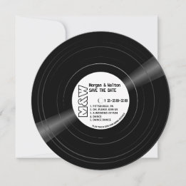 Vinyl Record Monogram - White Label Save The Date