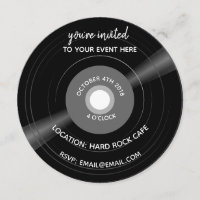 vinyl record music invite birthday wedding invite