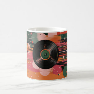Vinyl record, often used to represent analog music coffee mug