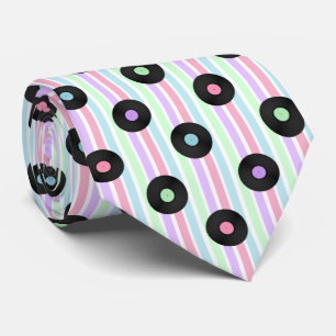 Vinyl Record Pastel Stripe Tie