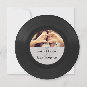 vinyl record photo wedding Invitation