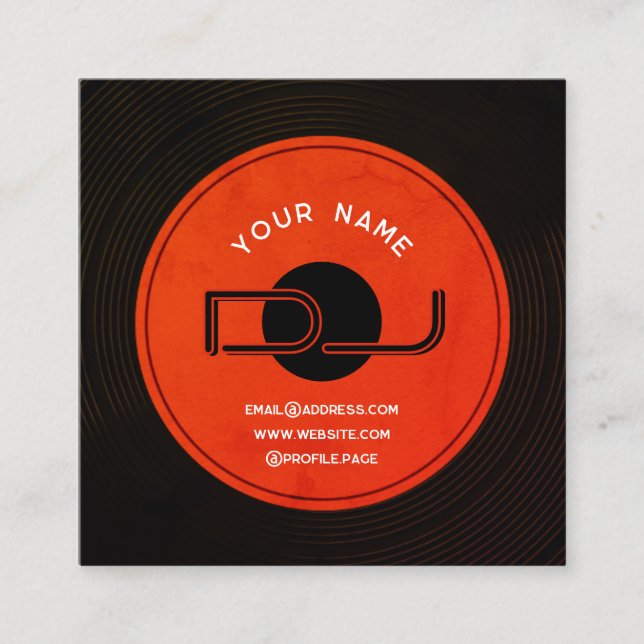 Vinyl record plate DJ  Square Business Card (Front)