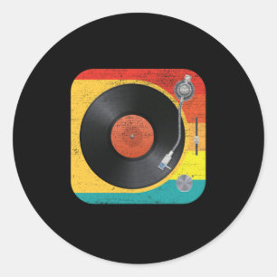 Vinyl Record Player Classic Round Sticker