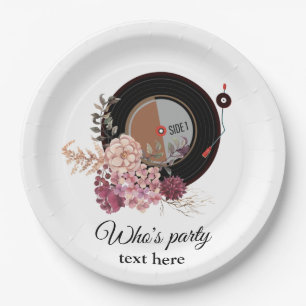 vinyl record playerpaper plate