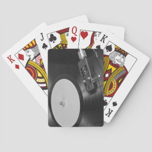Vinyl Record Playing on a Turntable Overview Playing Cards