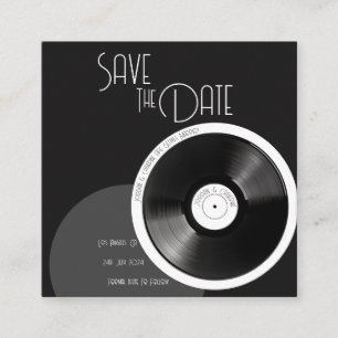 Vinyl Record Retro 70s Black and White Minimal Enclosure Card
