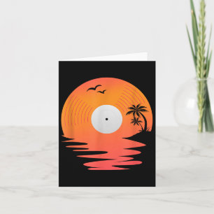Vinyl Record Retro Disc Sea Beach Turntables Desig Card
