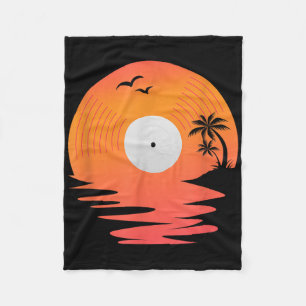 Vinyl Record Retro Disc Sea Beach Turntables Desig Fleece Blanket