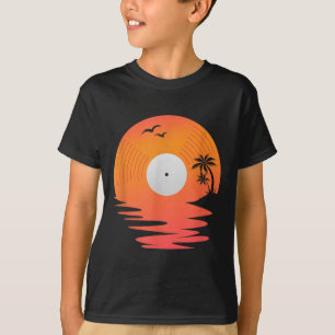 Vinyl Record Retro Disc Sea Beach Turntables Desig T-Shirt