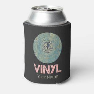 Vinyl Record Retro Disco Vintage Music Design Can Cooler